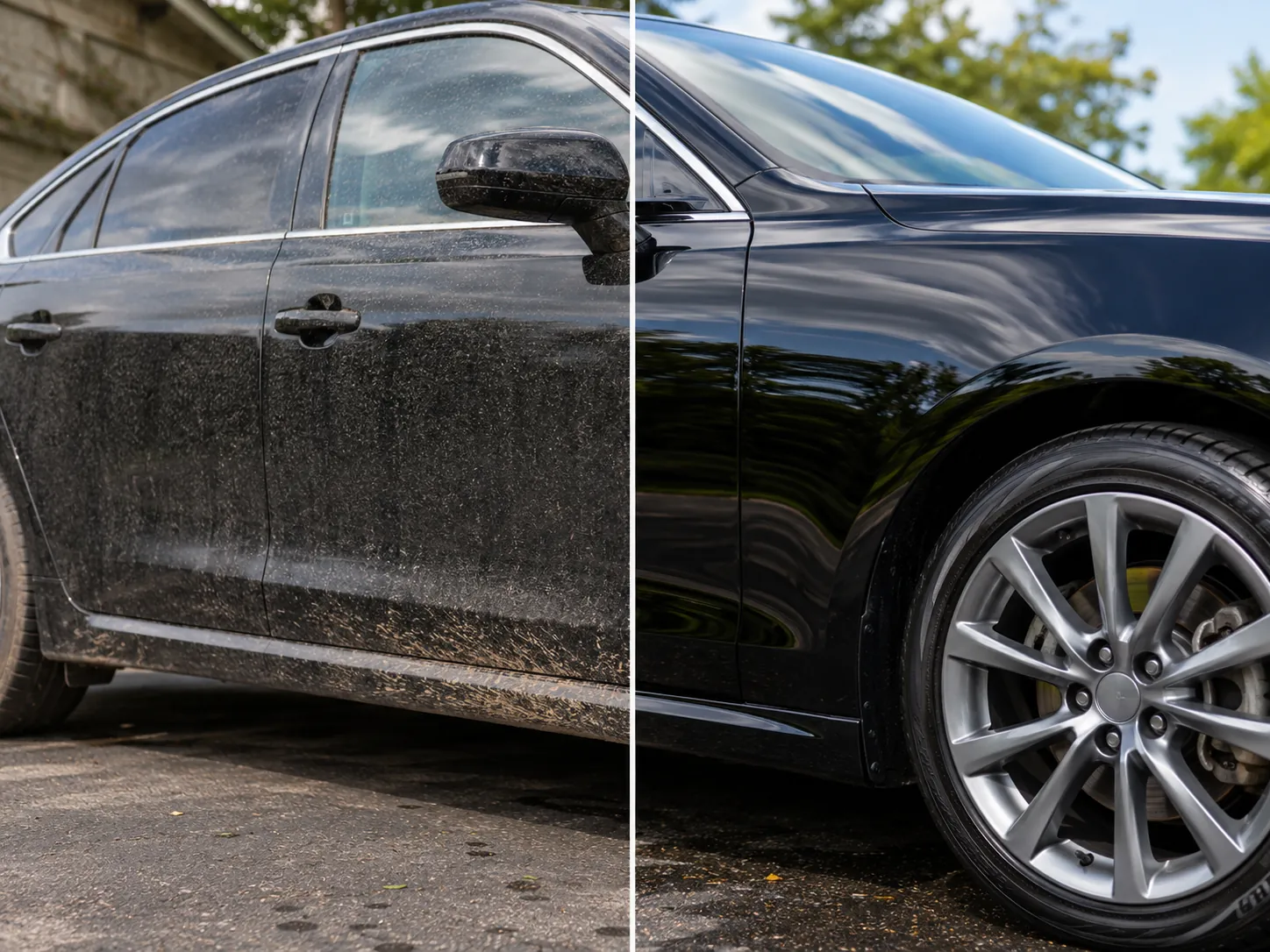 Before and after exterior detailing by Moura Auto Spa